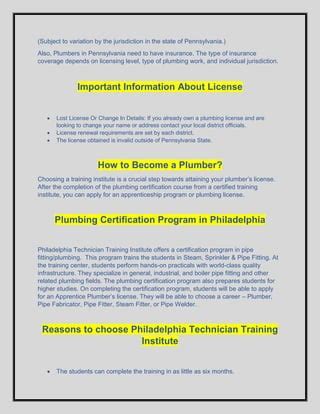 plumbing certificate programs in west philadelphia|How to become a certified plumber in Pennsylvania .
